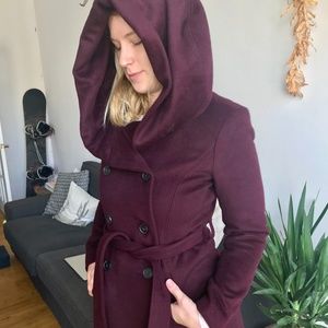 Banana Republic Plum Pea Coat with Hood